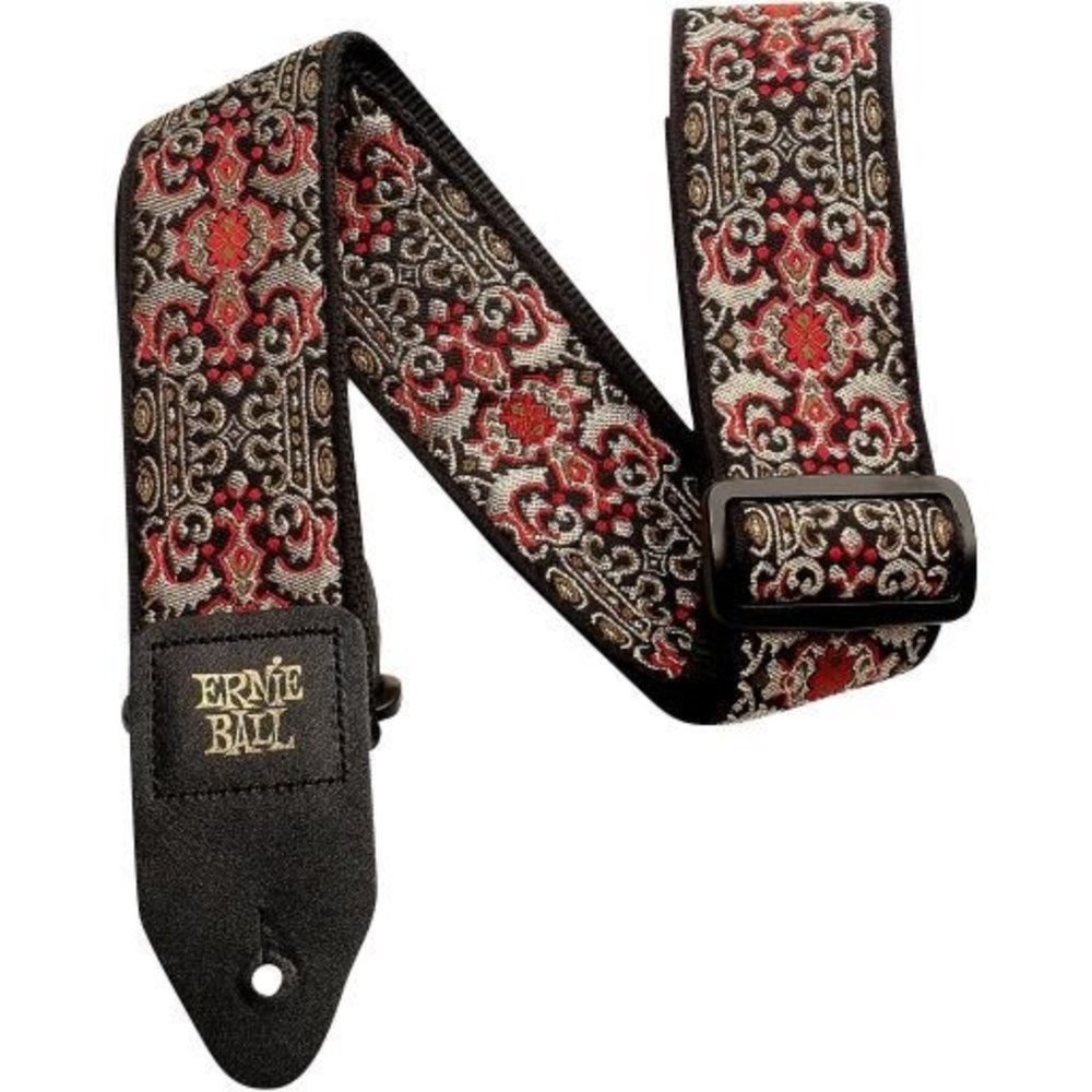 Ernie Ball® Jacquard Guitar Strap "Persian Gold" (Red/Gold) w/sewn Leather Ends